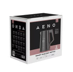 AENO Elektriskā tējkanna EK7S Smart: 1850-2200W, 1.7L, Strix, divkāršās sienas, temperatūras kontrole, siltuma saglabāšanas funkcija, vadība caur Wi-Fi, LED displejs, nedegoša virsma, automātiska izslēgšanās, aizsardzība pret sausu tvertni.