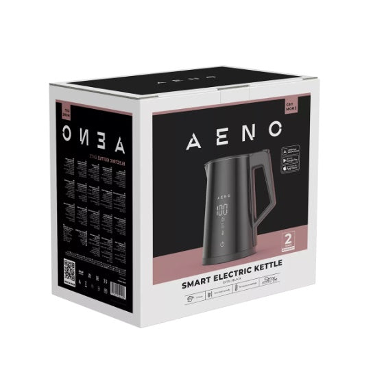 AENO Elektriskā tējkanna EK7S Smart: 1850-2200W, 1.7L, Strix, divkāršās sienas, temperatūras kontrole, siltuma saglabāšanas funkcija, vadība caur Wi-Fi, LED displejs, nedegoša virsma, automātiska izslēgšanās, aizsardzība pret sausu tvertni.