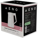 AENO elektriskā tējkanna EK8S Smart: 1850–2200 W, 1,7 L, Strix, dubultsienu korpuss, temperatūras kontrole, uzturēšanas funkcija, vadība caur Wi-Fi, LED displejs, nesakarstošs korpuss, automātiska izslēgšanās, aizsardzība pret darbību bez ūdens