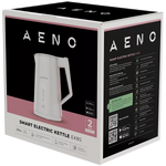 AENO elektriskā tējkanna EK8S Smart: 1850–2200 W, 1,7 L, Strix, dubultsienu korpuss, temperatūras kontrole, uzturēšanas funkcija, vadība caur Wi-Fi, LED displejs, nesakarstošs korpuss, automātiska izslēgšanās, aizsardzība pret darbību bez ūdens
