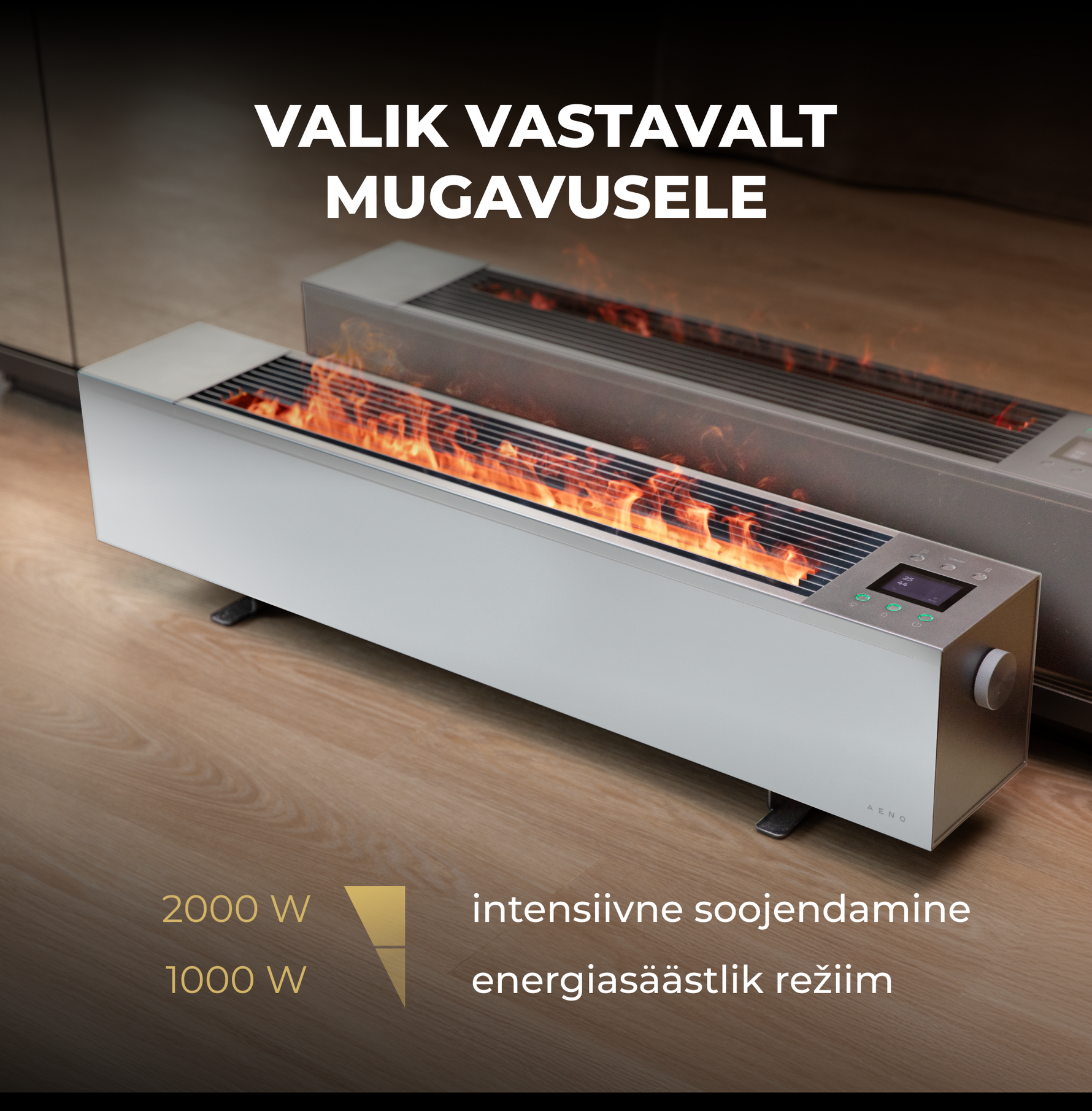 AENO FH1S Premium Space Fire sildītājs, 2000 W, Wi-Fi, balts