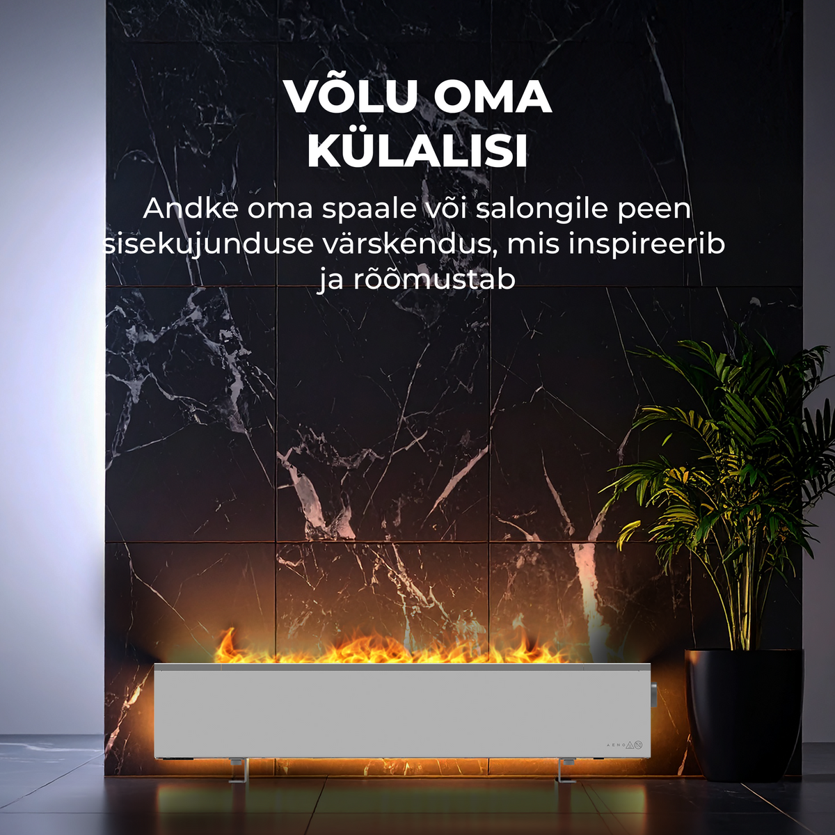 AENO FH1S Premium Space Fire sildītājs, 2000 W, Wi-Fi, balts