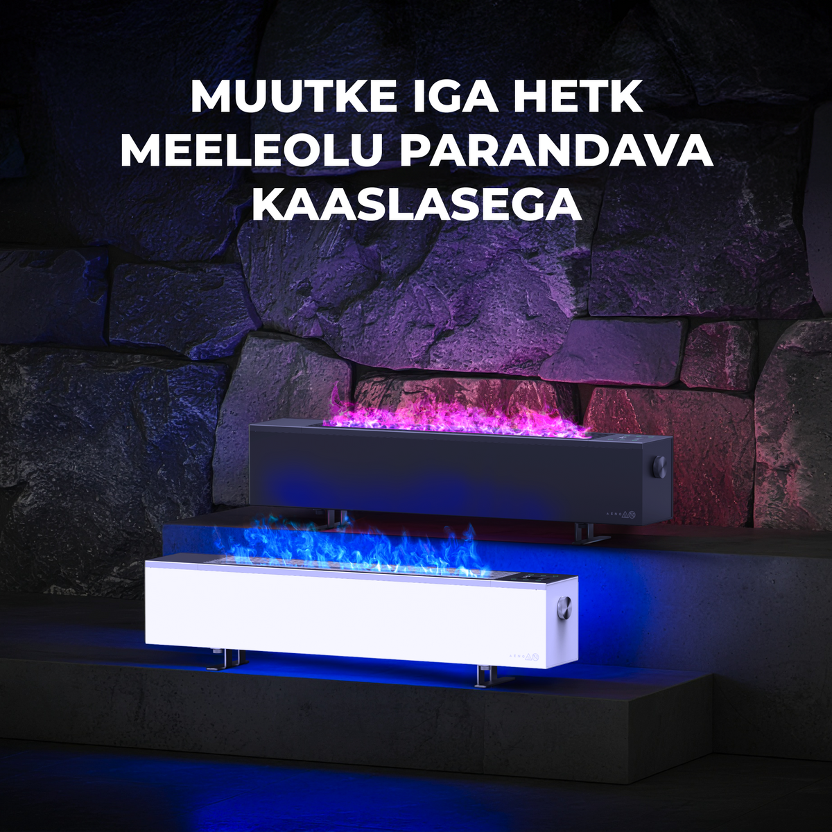 AENO FH1S Premium Space Fire sildītājs, 2000 W, Wi-Fi, balts