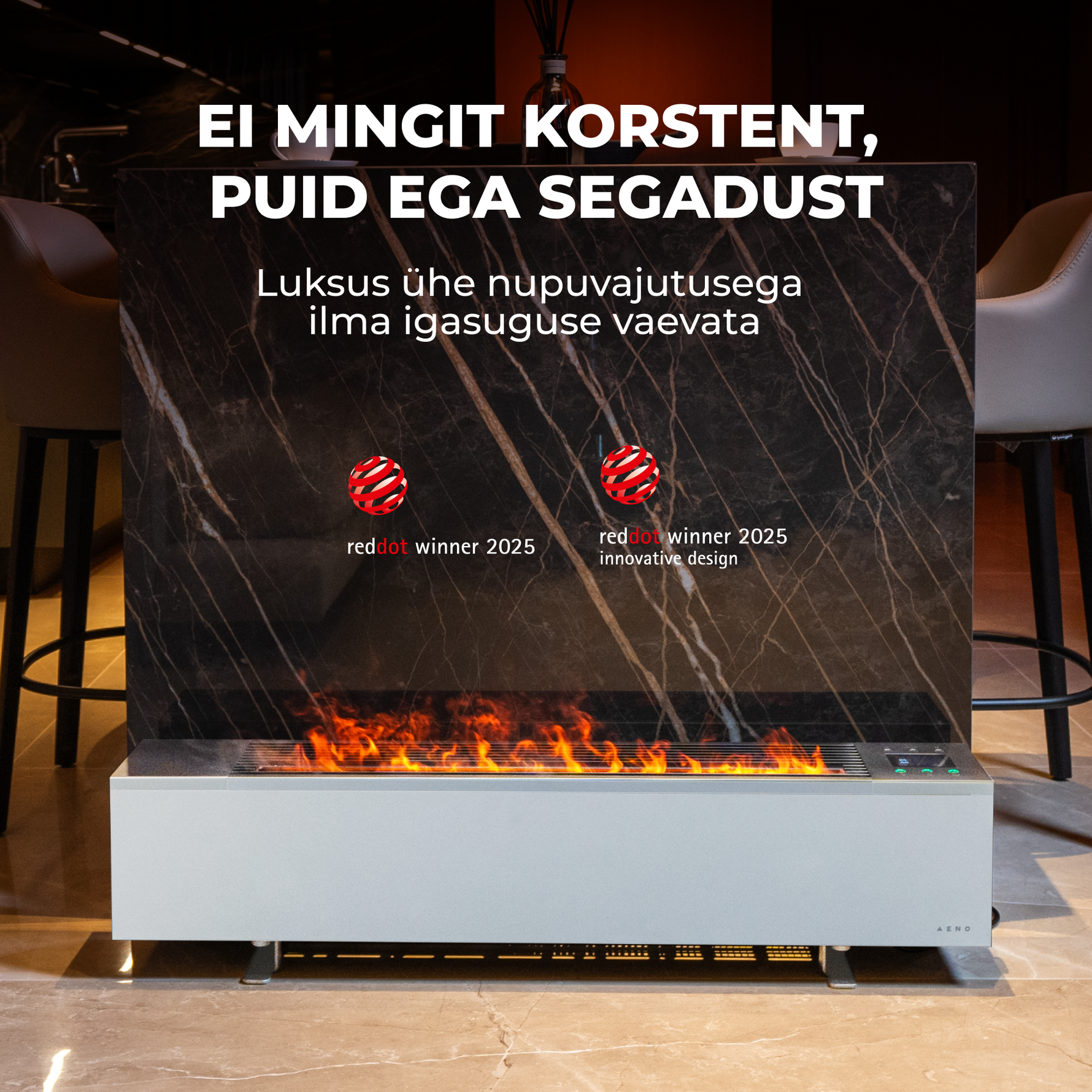 AENO FH1S Premium Space Fire sildītājs, 2000 W, Wi-Fi, balts