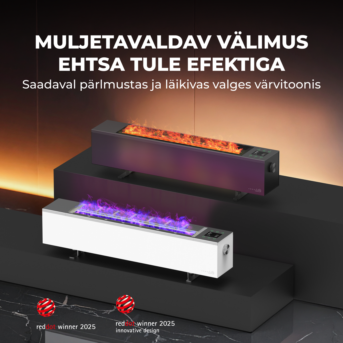 AENO FH1S Premium Space Fire sildītājs, 2000 W, Wi-Fi, balts