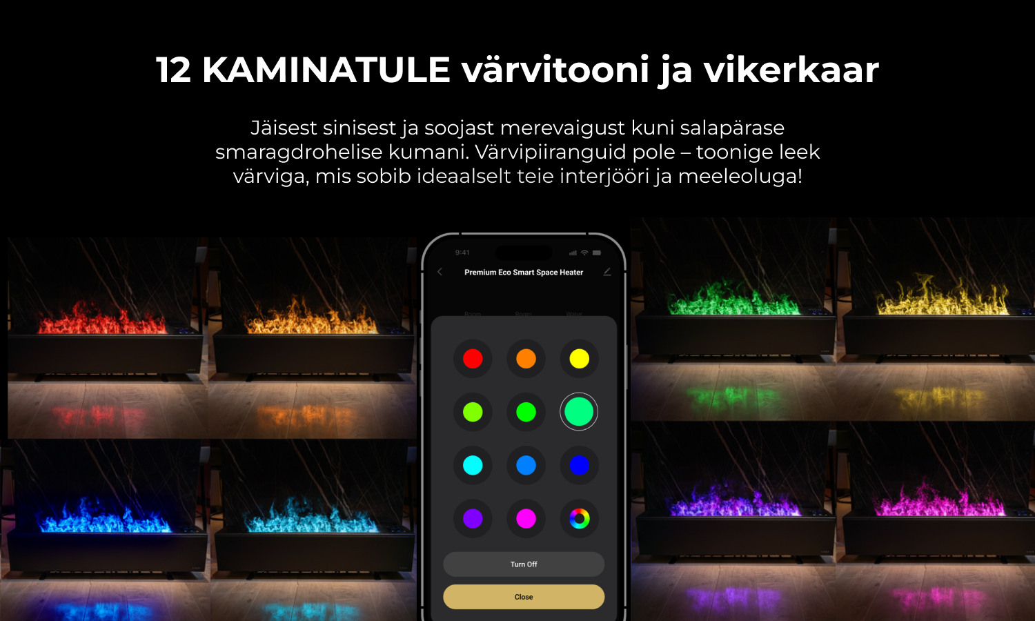 AENO FH2S Premium Space Fire viedais sildītājs, 2000 W, melns
