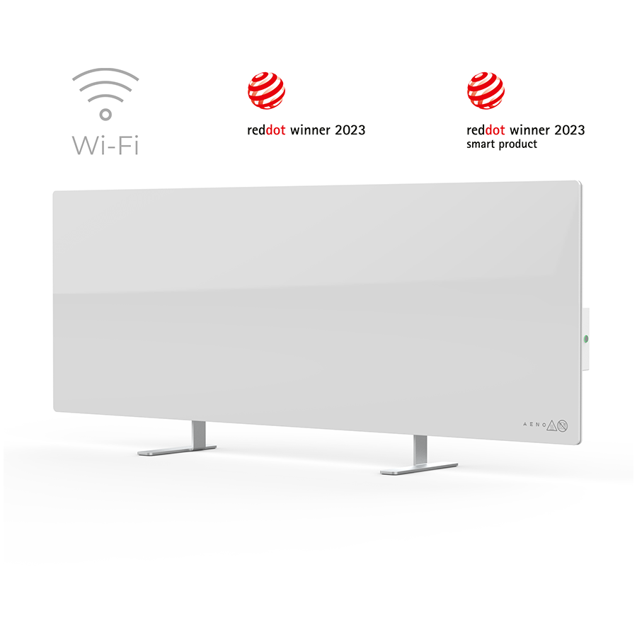 AENO Premium Eco Smart Heater, 700 W, rūdīts stikls, infrasarkanā + konvekcijas apkures tips, kontaktdakšas tips: Eiropa (E/F tips), BALTS