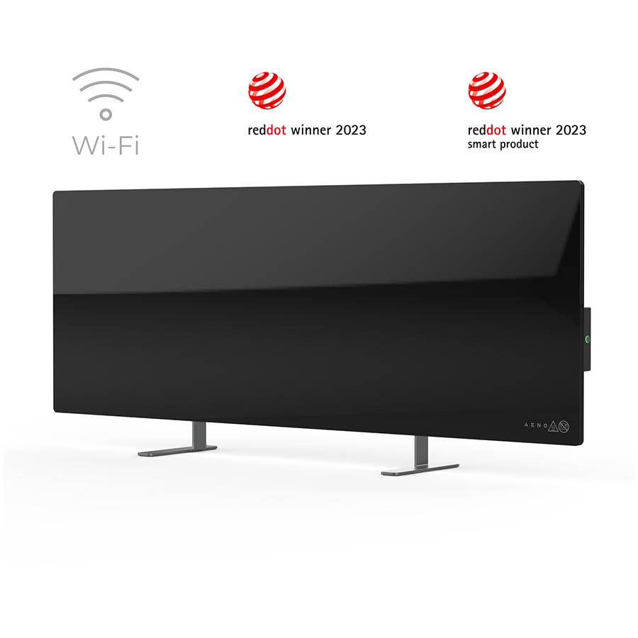 AENO Premium Eco Smart Heater, 700 W, rūdīts stikls, infrasarkanā + konvekcijas apkures tips, kontaktdakšas tips: Eiropa (E/F tips), MELNS