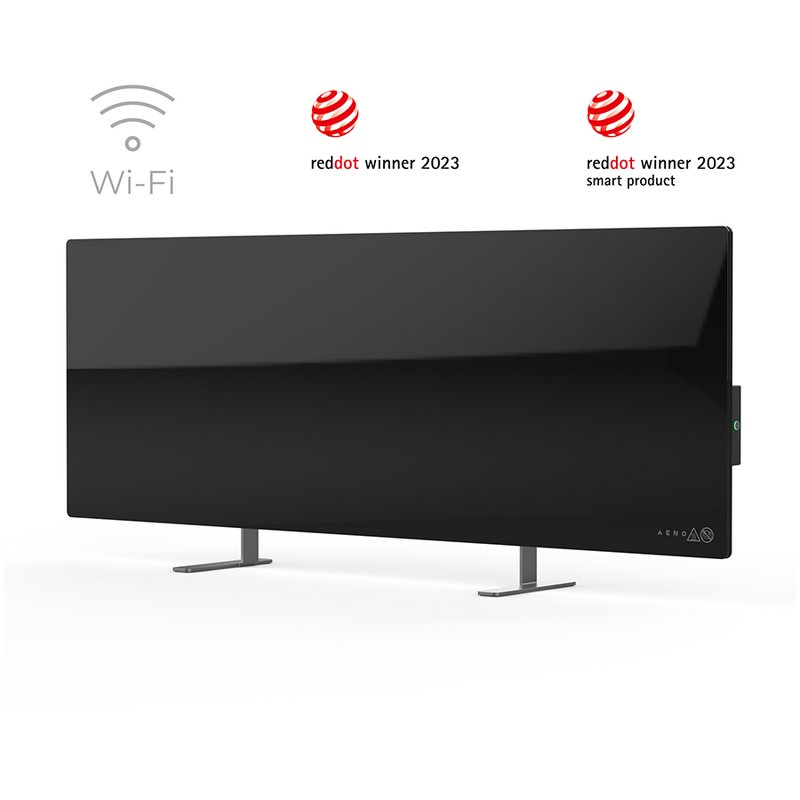 AENO Premium Eco Smart Heater, 700 W, rūdīts stikls, infrasarkanā + konvekcijas apkures tips, kontaktdakšas tips: Eiropa (E/F tips), MELNS
