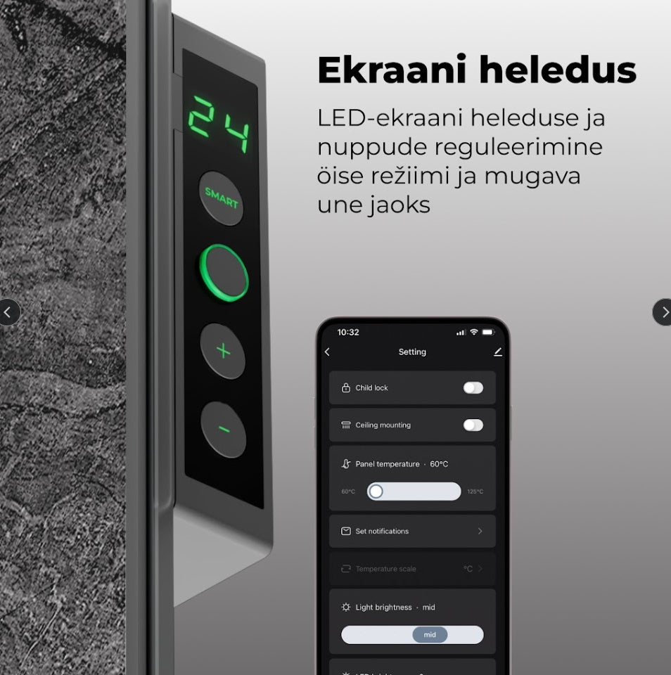 AENO Premium Eco Smart Heater GH6S AGH0006S viedais infrasarkanais sildītājs, 700 W, Wi-Fi, LED displejs, Antique Marble Limited Edition