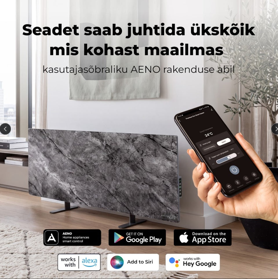 AENO Premium Eco Smart Heater GH6S AGH0006S viedais infrasarkanais sildītājs, 700 W, Wi-Fi, LED displejs, Antique Marble Limited Edition