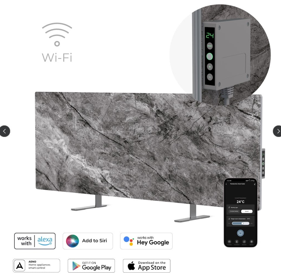 AENO Premium Eco Smart Heater GH6S AGH0006S viedais infrasarkanais sildītājs, 700 W, Wi-Fi, LED displejs, Antique Marble Limited Edition