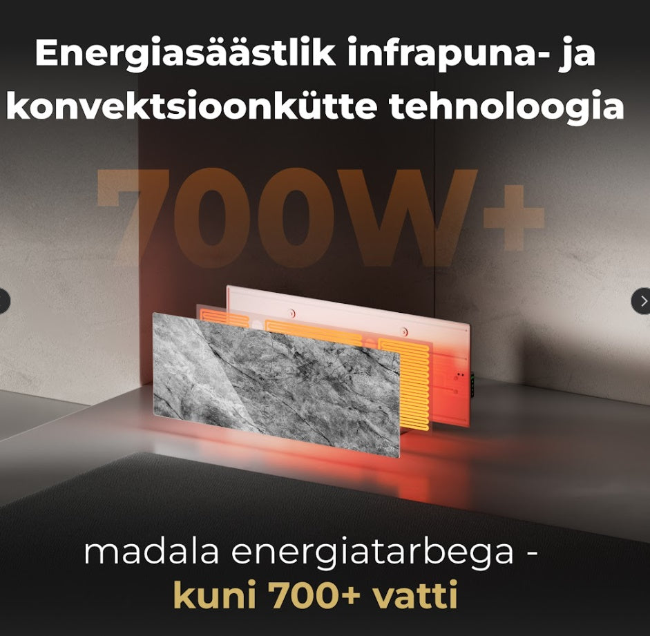 AENO Premium Eco Smart Heater GH6S AGH0006S viedais infrasarkanais sildītājs, 700 W, Wi-Fi, LED displejs, Antique Marble Limited Edition