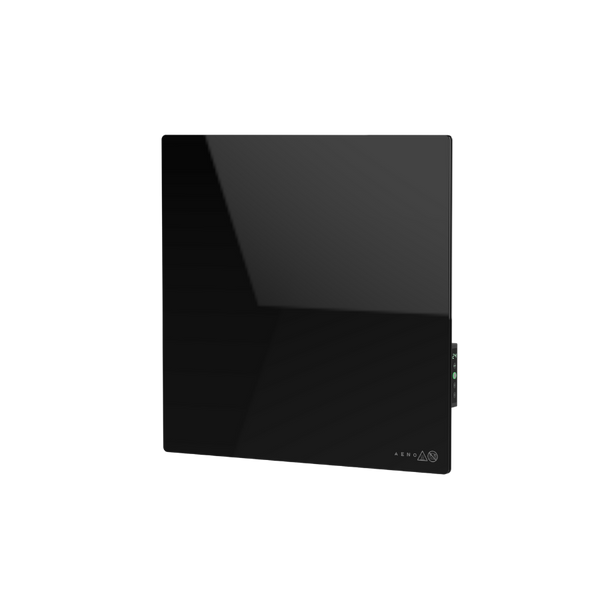 AENO Premium Eco Smart Quadro sienas sildītājs, 500 W, 50x50 cm, rūdīta stikla panelis, infrasarkanā + konvekcijas sildīšana, LED displejs, Eiropas kontaktdakša (E/F tips), melns
