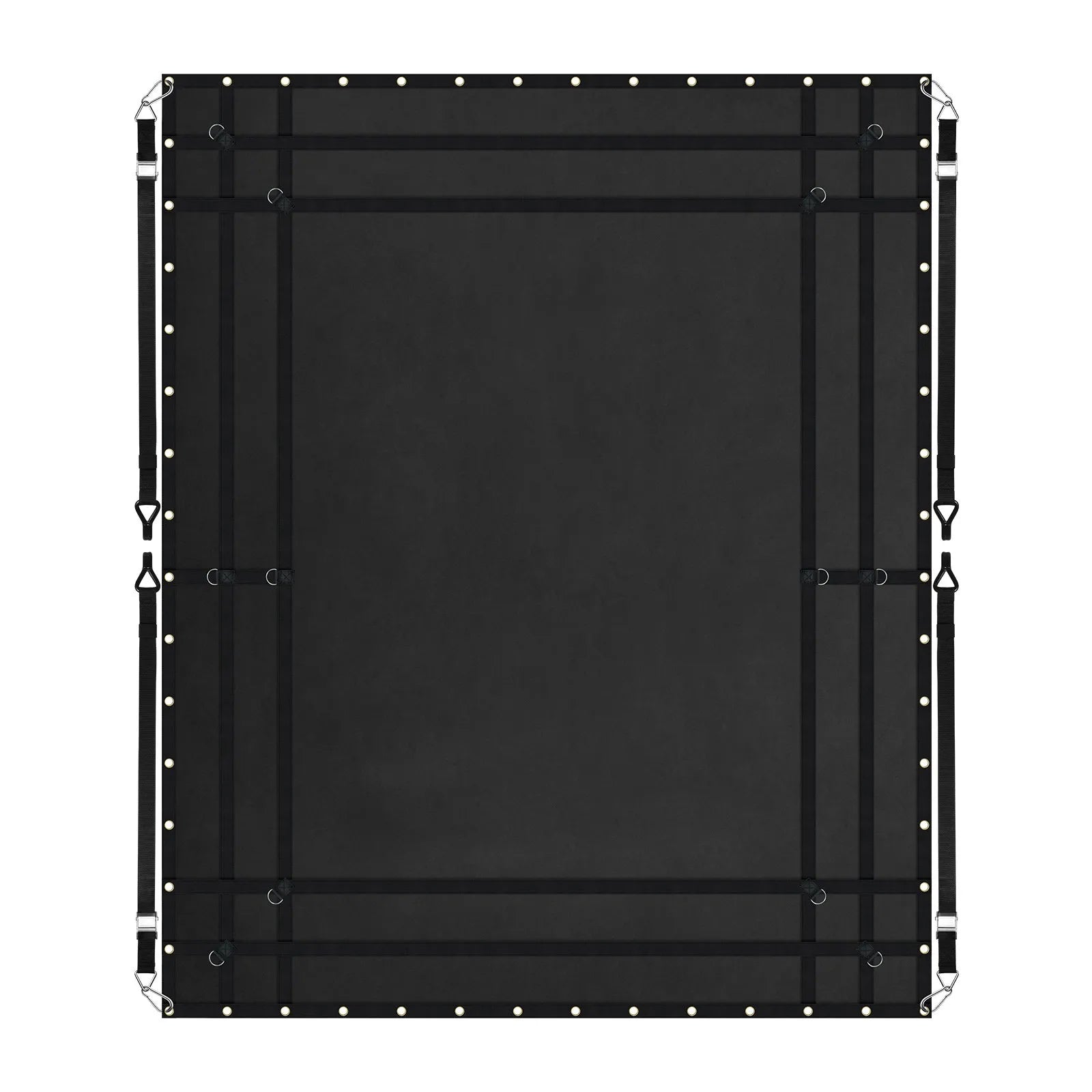 Smagās kravas tīkls 305 × 267 cm ar regulējamām sprādzēm un S-āķiem