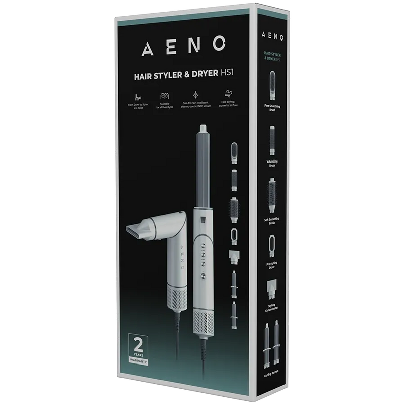 AENO daudzfunkcionāls matu fēns ar jonizāciju, 1200 W, 4 temperatūras režīmi, 3 ātrumi