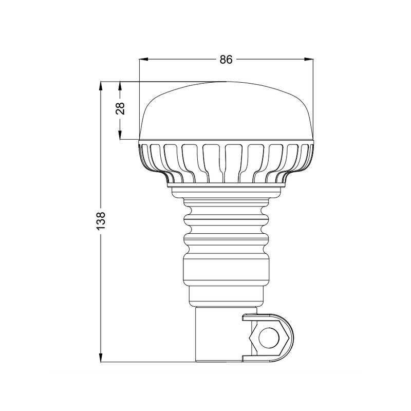 KAMAR Elastīga LED brīdinājuma bākuguns mini FLEX 18 LED 12–24V oranža