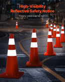 VEVOR drošības konusi, augstums 73 cm, 12 gab. PVC oranži satiksmes konusi ar 2 atstarojošām joslām un smagu pamatni, satiksmes regulēšanai, piebraucamajiem ceļiem, autostāvvietām un skolu teritorijām