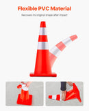 VEVOR drošības konusi, augstums 73 cm, 12 gab. PVC oranži satiksmes konusi ar 2 atstarojošām joslām un smagu pamatni, satiksmes regulēšanai, piebraucamajiem ceļiem, autostāvvietām un skolu teritorijām