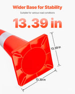 VEVOR drošības konusi, augstums 73 cm, 12 gab. PVC oranži satiksmes konusi ar 2 atstarojošām joslām un smagu pamatni, satiksmes regulēšanai, piebraucamajiem ceļiem, autostāvvietām un skolu teritorijām