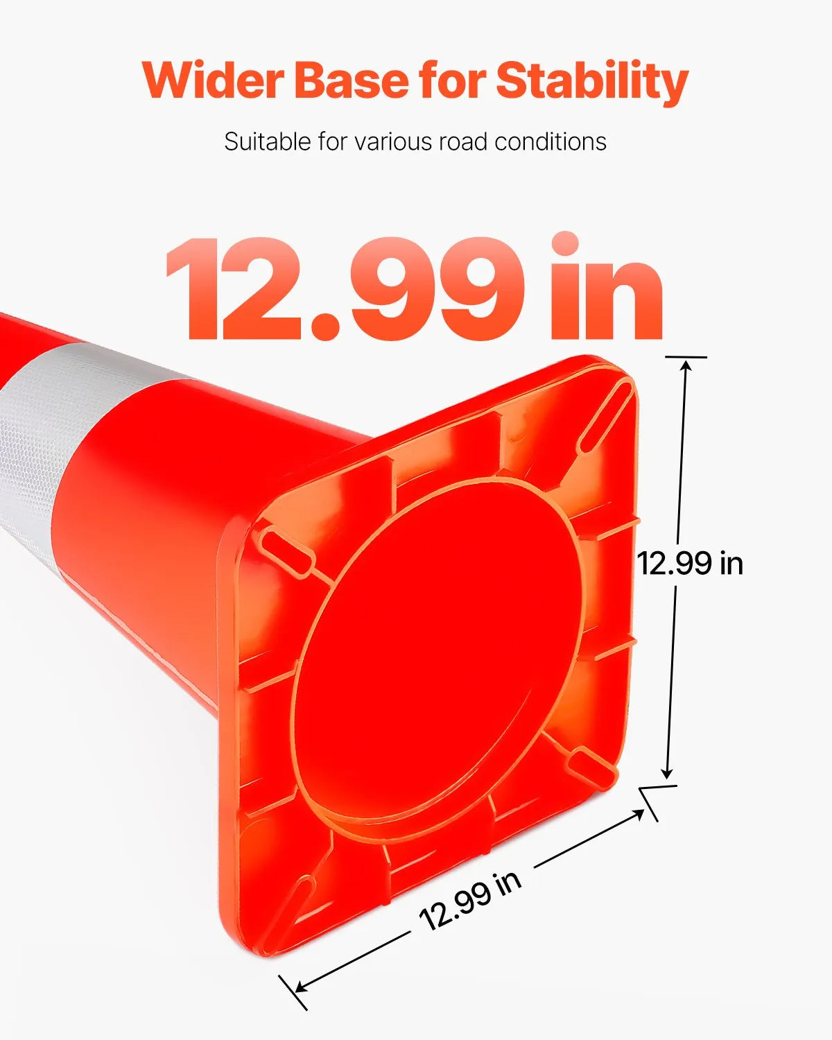 VEVOR 10 gab. 71,1 cm satiksmes konusi ar 2 atstarojošām joslām