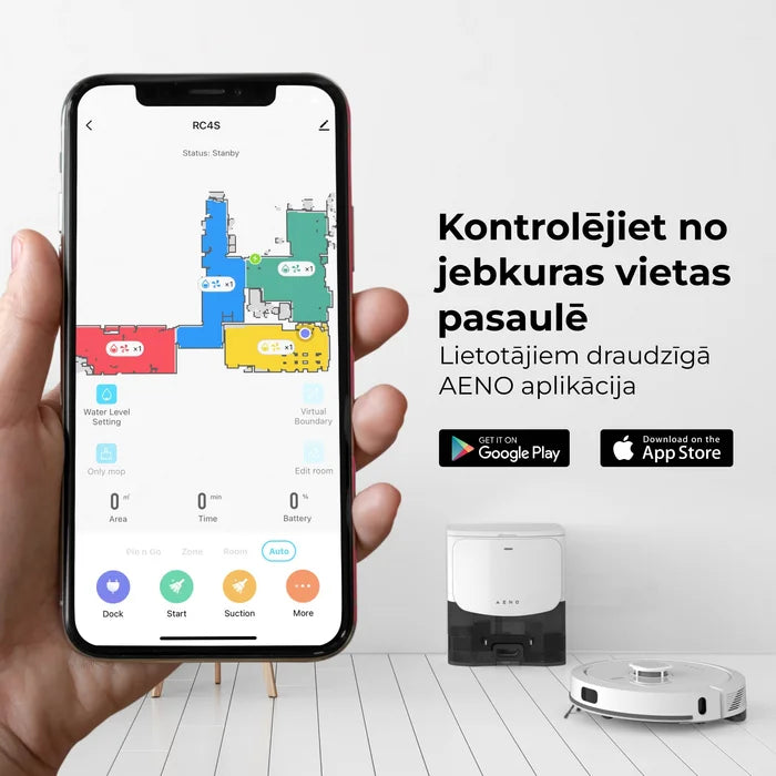 AENO ARC0004S Robots putekļu sūcējs, mitrā un sausā tīrīšana. Jauda 4000PA. Darbības ilgums līdz 120min. Balts