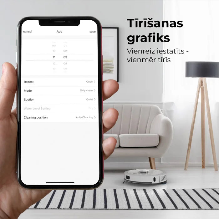 AENO ARC0004S Robots putekļu sūcējs, mitrā un sausā tīrīšana. Jauda 4000PA. Darbības ilgums līdz 120min. Balts