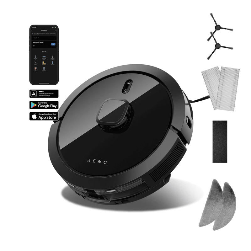 AENO Lāzera robotu putekļsūcējs ar 5200 mAh akumulatoru, 2-in-1 putekļu un ūdens tvertne (300 ml putekļiem / 300 ml ūdenim), 4000 Pa sūkšanas jauda