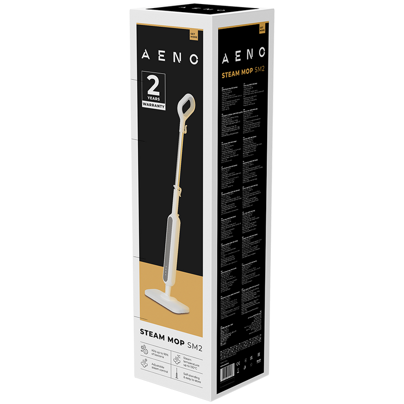 AENO tvaika mops SM2, 1200 W, 130 °C, IPX4, 275 ml tvertne, 3 tvaika režīmi, pašstāvīgs