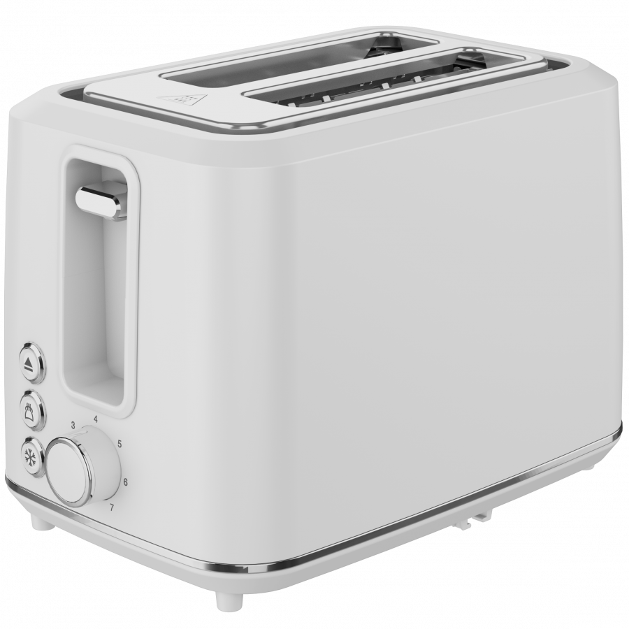 Electric toaster, white, 220–240 V, 50–60 Hz, 920–1080 W, 2 slots, 3 settings, 7 browning levels