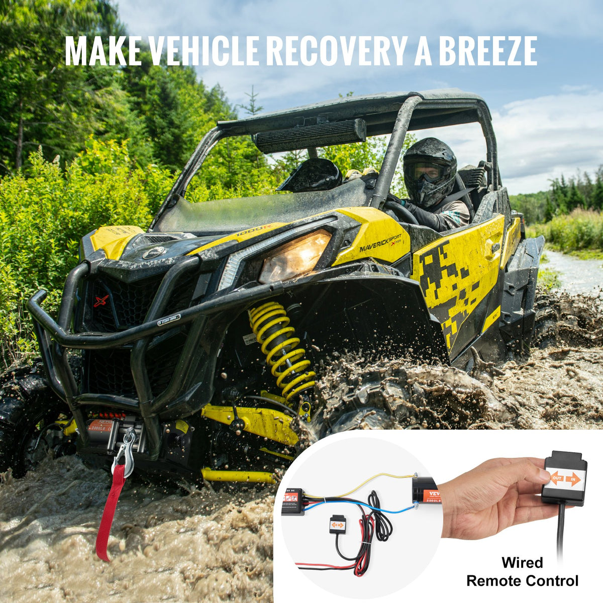 VEVOR elektriline vints ATV/UTV - 1360 kg terasest Ttrosi, IP55 veekindel, kaablijuhtimine