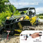 VEVOR elektriskā vinča ATV/UTV 1587,6 kg ar sintētisko trosi, ūdensizturīga ar vadu vadību