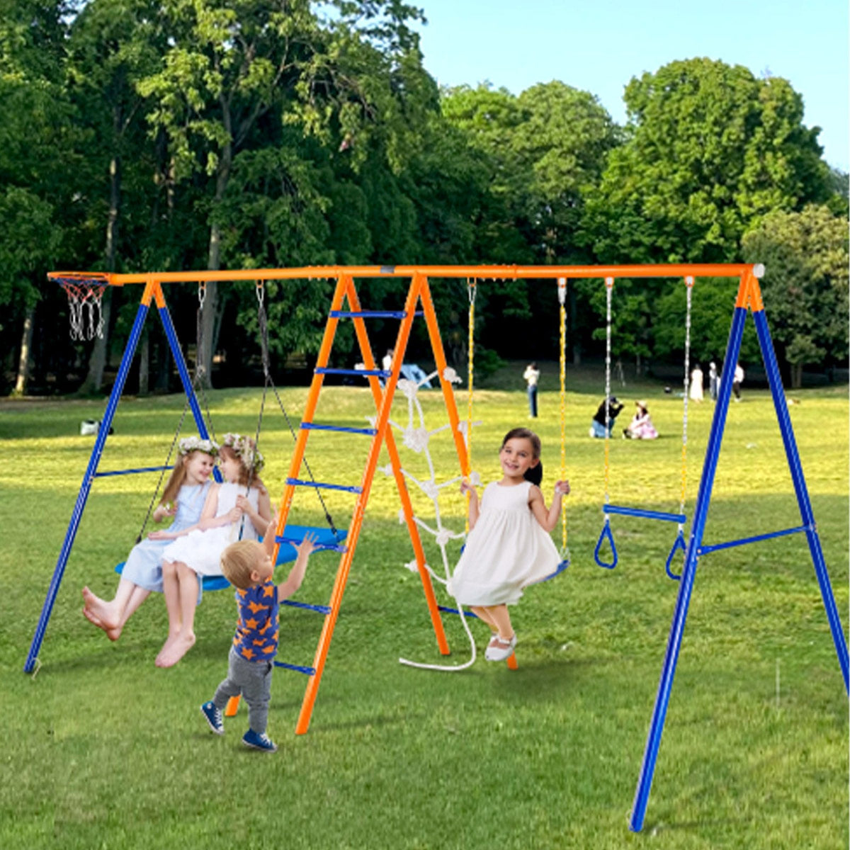 VEVOR 6-vienā metāla šūpoles komplekts pagalmam, celtspēja 200 kg