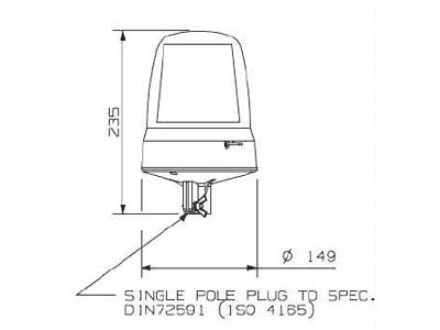 10-49V LED-majakas, ø149x235mm, kollane, 70x5 vilkumist/min, kollane arvutilääts. EMC