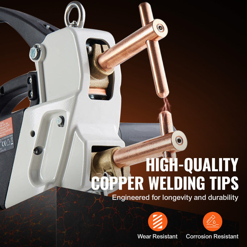 VEVOR pārnēsājamais punktmetināšanas aparāts, 9,2 kVA jauda, 4/25 collu metināšanas biezums, rokas metināšanas uzgalis lokšņu metālam – oglekļa tēraudam, nerūsējošajam tēraudam, alumīnija loksnēm