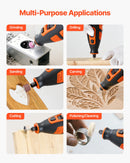 VEVOR 119 daļu bezvadu DC 12 V mini rotācijas instruments ar 28 ātrumiem (5000–32000 apgr./min.) gravēšanai, slīpēšanai, pulēšanai, grebšanai, griešanai un rokdarbiem