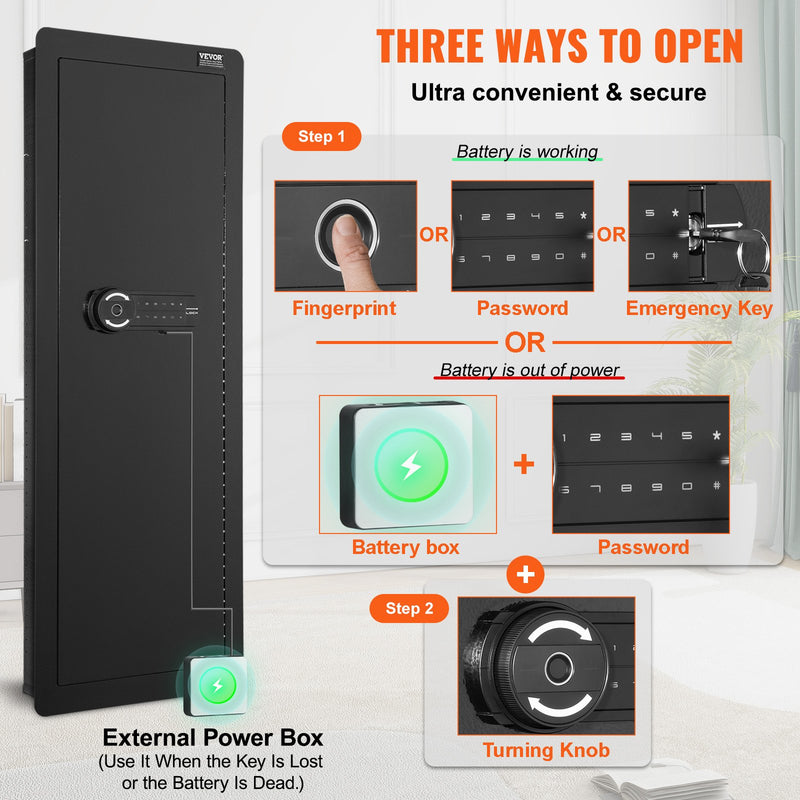 Available in 10 days! VEVOR 109 cm High Box Gun Safe 4-Level Hidden Gun Safe with Keypad and Fingerprint Reader