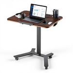 VEVOR mobilais stāvgalds ar regulējamu augstumu un noliecamu 71,5 × 52,5 cm virsmu, pneimatisku kājas pedāli un 15 kg kravnesību