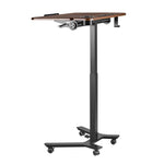 VEVOR mobilais stāvgalds ar regulējamu augstumu un noliecamu 71,5 × 52,5 cm virsmu, pneimatisku kājas pedāli un 15 kg kravnesību