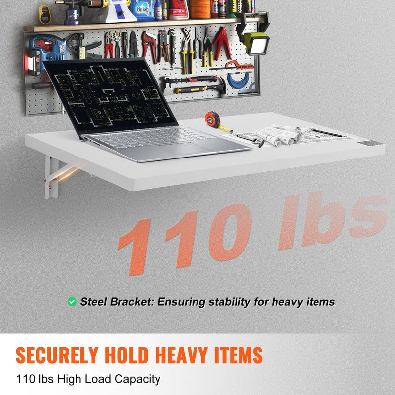 VEVOR sienas salokāms peldošs galdiņš 800 × 400 mm, mājai vai birojam