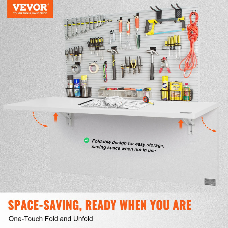 VEVOR pie sienas stiprināms nolokāmais galds, 1200 × 500 mm, portatīvajam datoram, mājas birojam