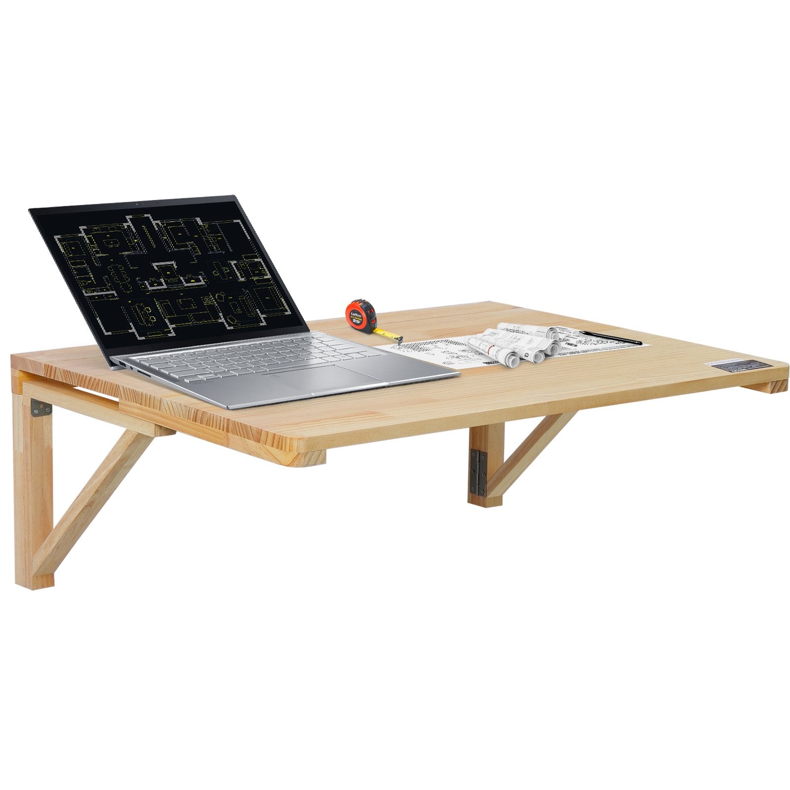 VEVOR pie sienas stiprināms nolokāmais galds, 800 × 600 mm, portatīvajam datoram, mājas birojam