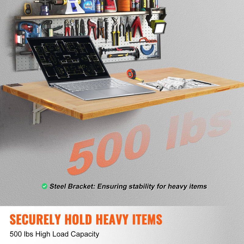 Wall mount folding table, floating, portable work table, 120 x 50 cm