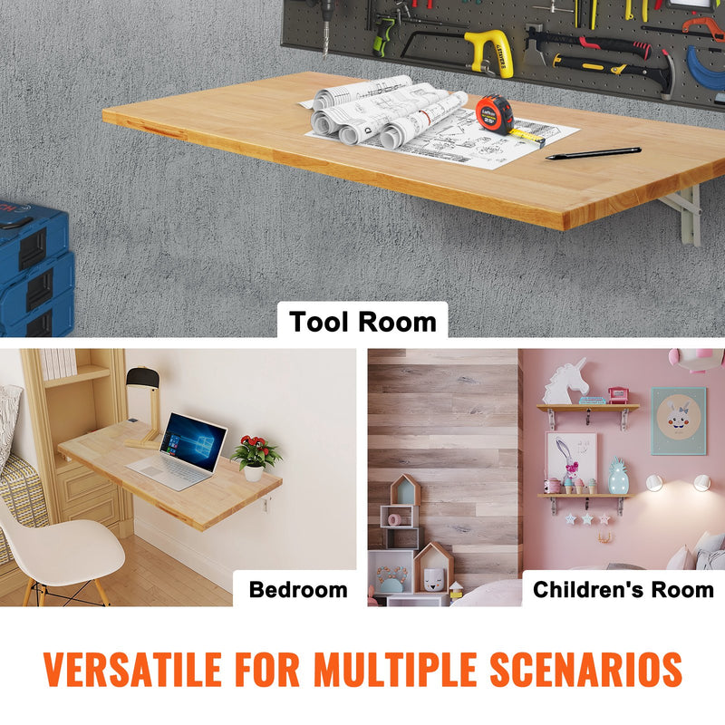 Wall mount folding table, floating, portable work table, 120 x 50 cm