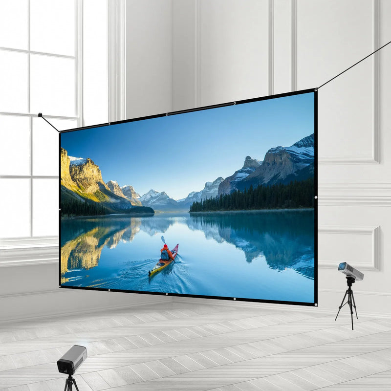 VEVOR 381 cm 16:9 4K 1080 HD sienas stiprināma projekcijas ekrāns ar 12 āķiem un abpusējām līmlentēm, pārnēsājams audekla ekrāns mājas kinozālei, birojam vai ģimenes lietošanai