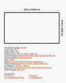 VEVOR 381 cm 16:9 4K 1080 HD sienas stiprināma projekcijas ekrāns ar 12 āķiem un abpusējām līmlentēm, pārnēsājams audekla ekrāns mājas kinozālei, birojam vai ģimenes lietošanai