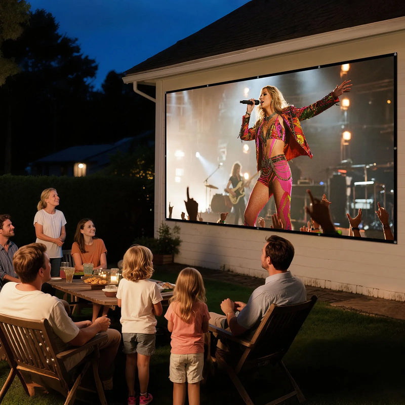 VEVOR 381 cm 16:9 4K 1080 HD sienas stiprināma projekcijas ekrāns ar 12 āķiem un abpusējām līmlentēm, pārnēsājams audekla ekrāns mājas kinozālei, birojam vai ģimenes lietošanai