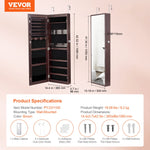 VEVOR 2-in-1 spoguļu rotaslietu skapītis – 108 cm, slēdzams, piekarināms pie sienas vai durvīm, brūns