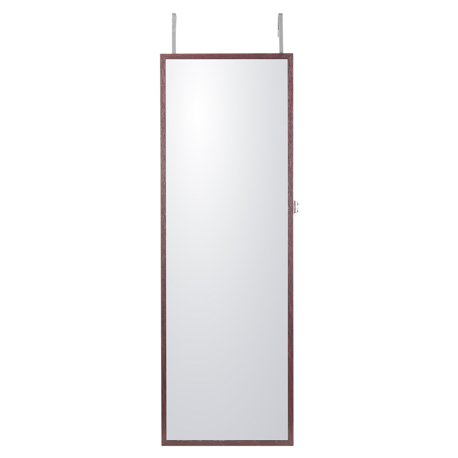 VEVOR 2-in-1 spoguļu rotaslietu skapītis – 108 cm, slēdzams, piekarināms pie sienas vai durvīm, brūns