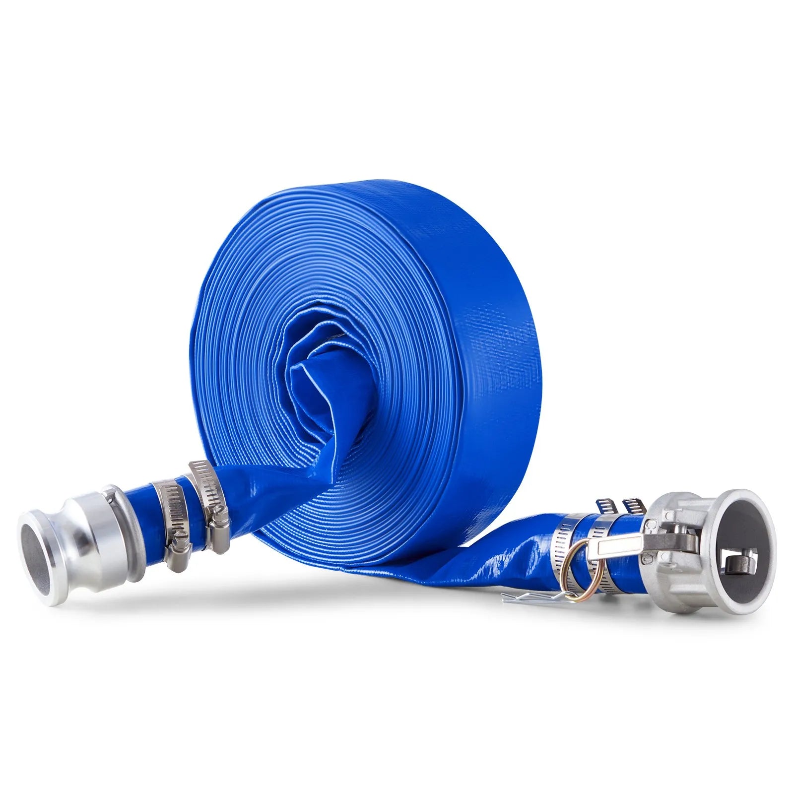 VEVOR skalošanas šļūtene, 38 mm × 15,2 m, augstas kvalitātes PVC šļūtene zilā krāsā ar skavām, Camlock savienojumiem un alumīnija veidgabaliem, piemērota dažādiem sūkņiem notekūdeņu apstrādei, ūdens pārsūknēšanai un lauksaimniecībai